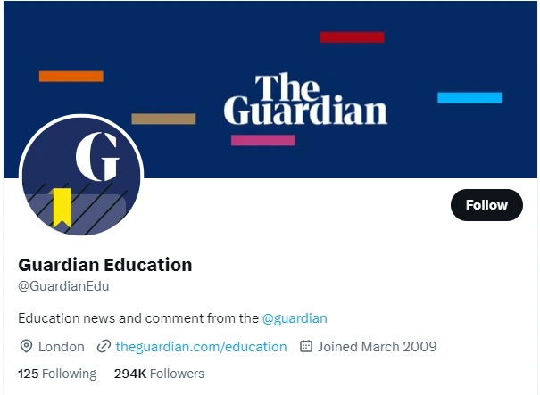 Guardian Education twitter profile screenshot