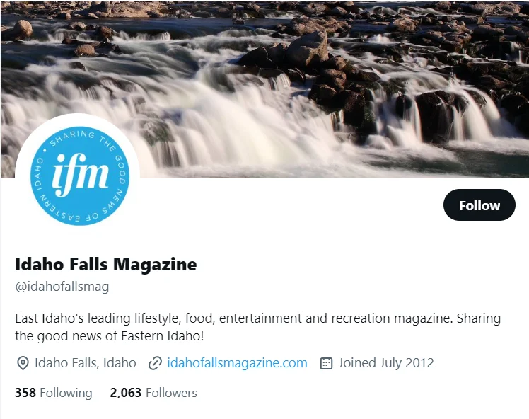 Idaho Falls Magazine twitter profile screenshot