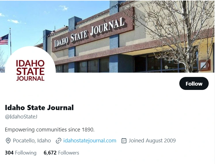 Idaho State Journal twitter profile screenshot