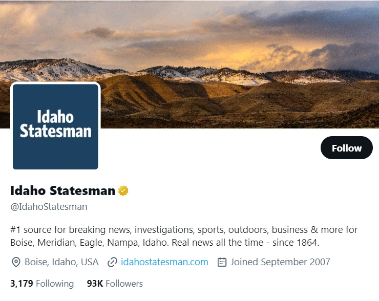 Idaho Statesman twitter profile screenshot