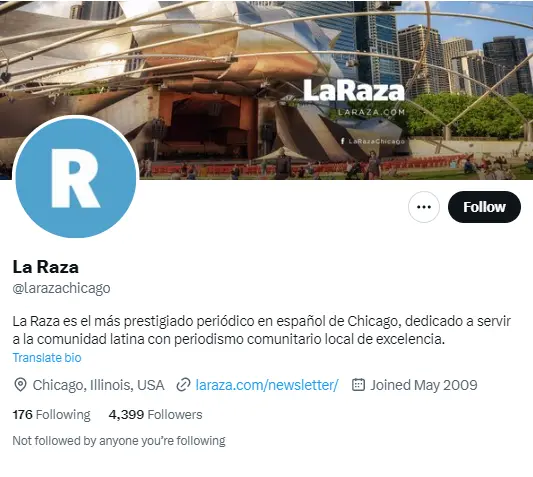 La Raza twitter profile screenshot