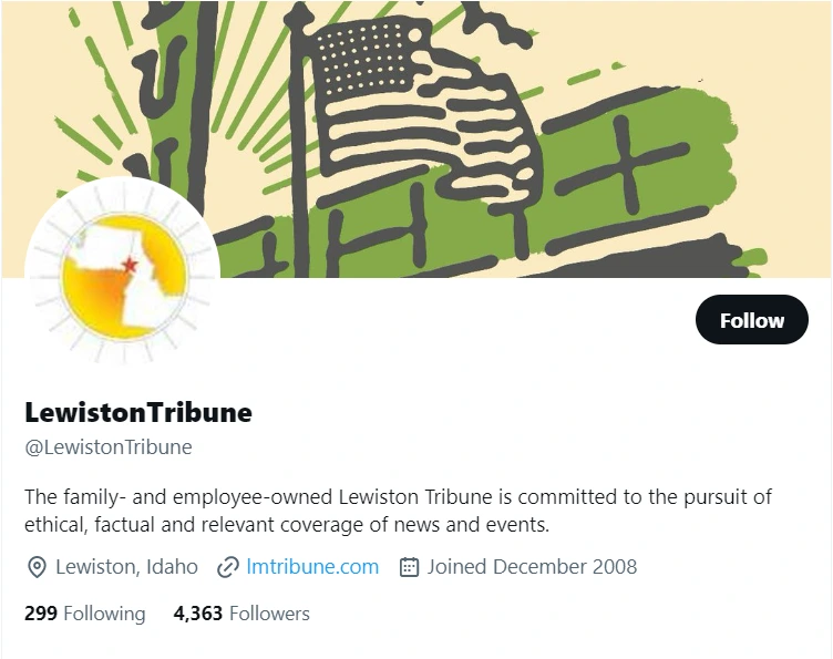 Lewiston Tribune twitter profile screenshot