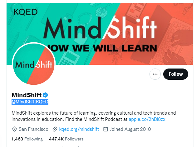 Mind Shift  twitter profile screenshot
