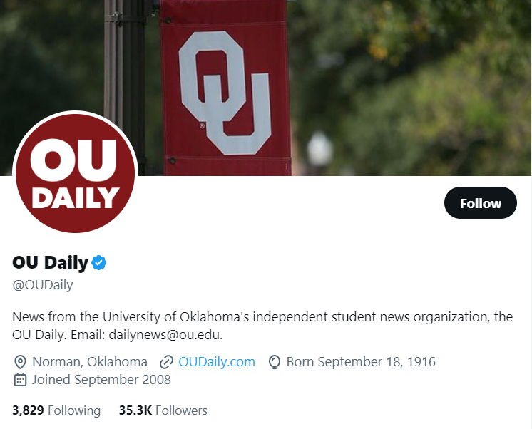 OU Daily twitter profile screenshot