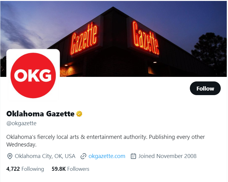 Oklahoma Gazette twitter profile screenshot