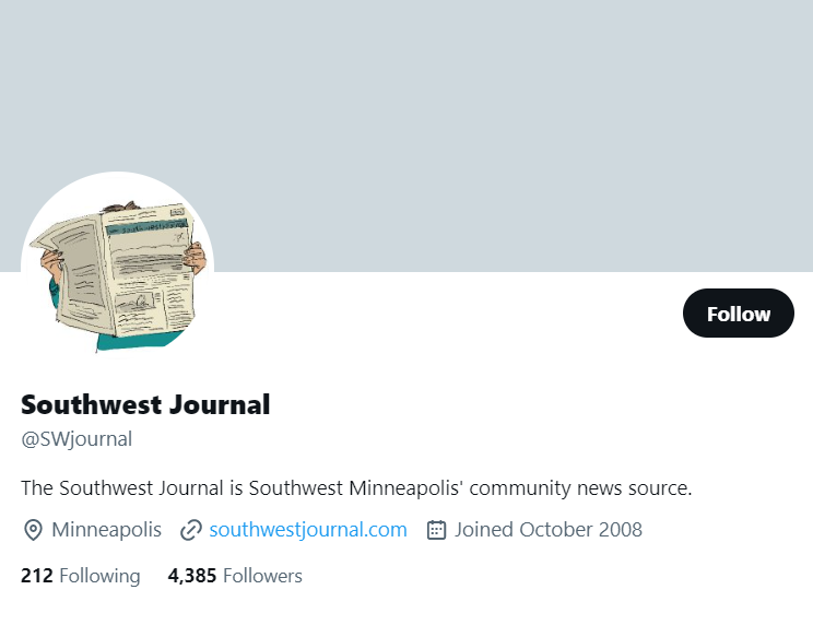Southwest Journal twitter profile screenshot