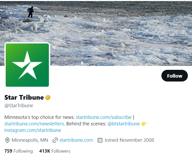 Star Tribune twitter profile screenshot