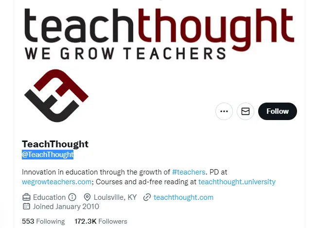 Teach Thought twitter profile screenshot