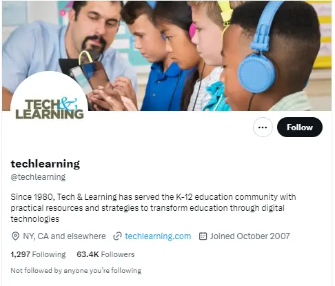 Tech learning twitter profile screenshot