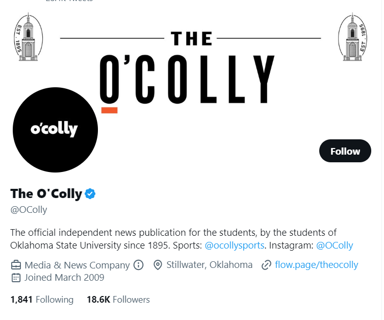 The O'Colly twitter profile screenshot