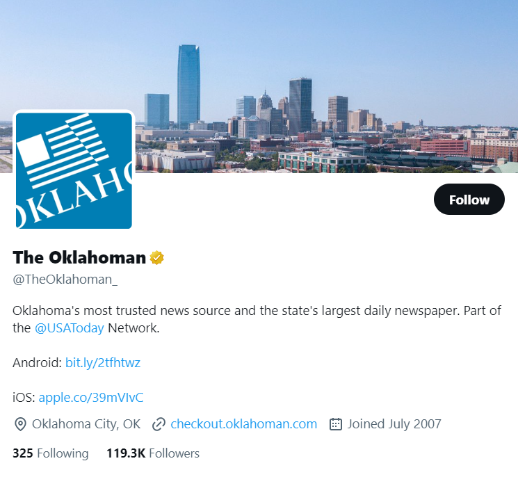 The Oklahoman twitter profile screenshot