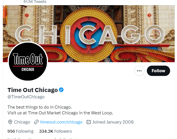 Time Out Chicago twitter profile screenshot