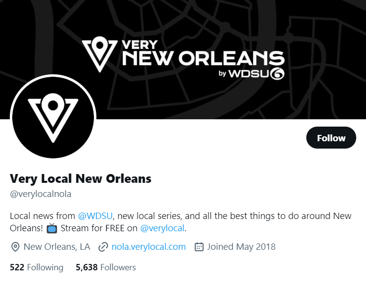 Very Local New Orleans twitter profile screenshot