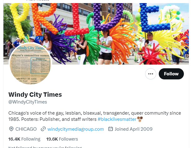 Windy City Times twitter profile screenshot