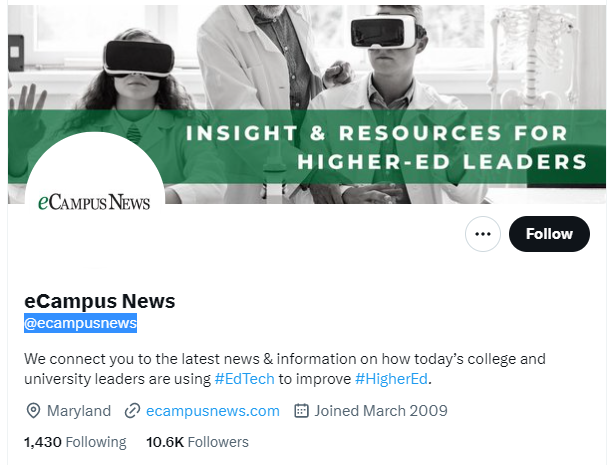 e Campus News twitter profile screenshot