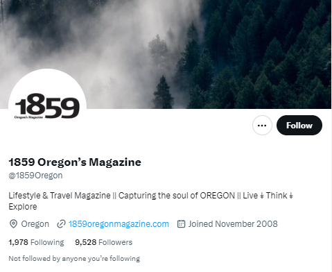 1859 Oregon’s Magazine twitter profile screenshot