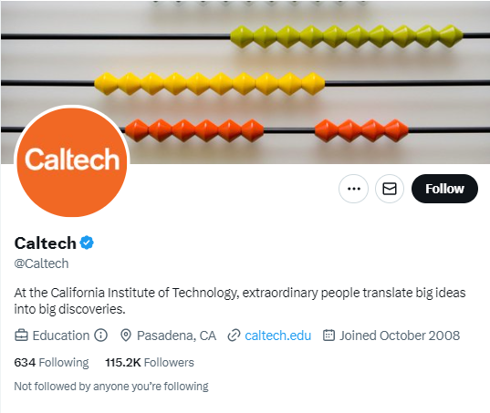 Caltech twitter profile screenshot