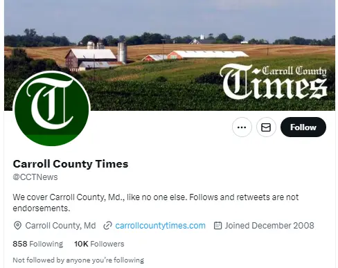 Carroll County Times twitter profile screenshot