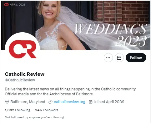 Catholic Review twitter profile screenshot
