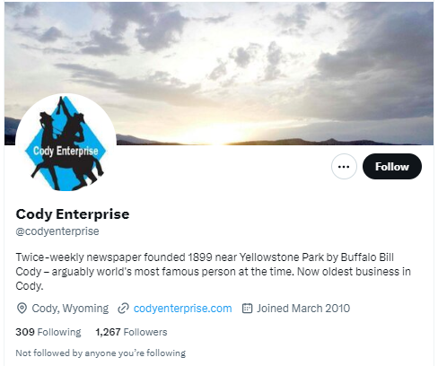 Cody Enterprise twitter profile screenshot