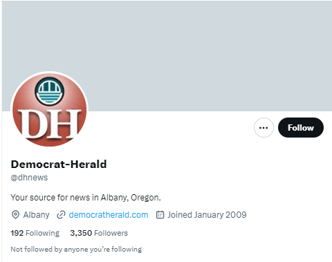 Democrat-Herald twitter profile screenshot