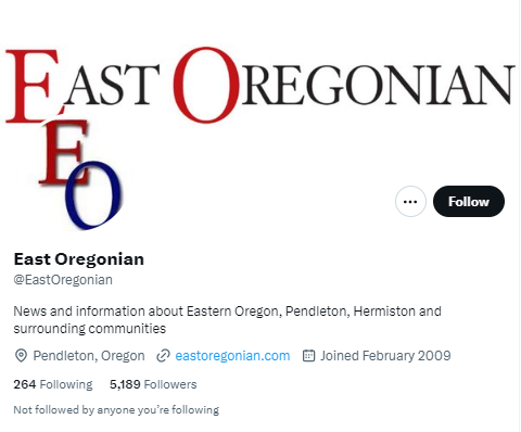 East Oregonian twitter profile screenshot