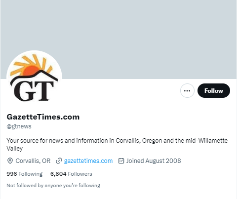 GazetteTimes.com twitter profile screenshot