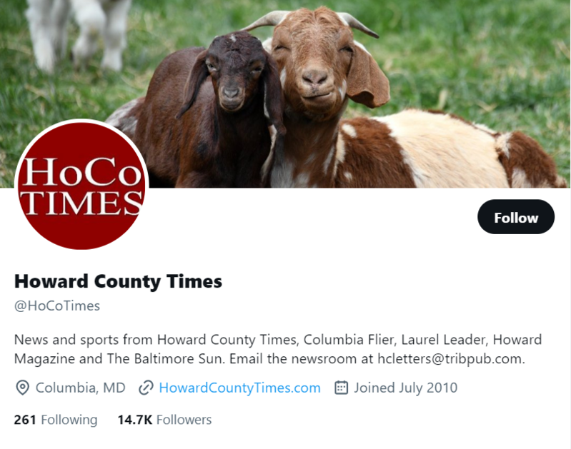 Howard County Times twitter profile screenshot