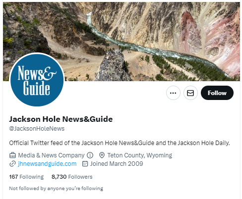 Jackson Hole News & Guide twitter profile screenshot