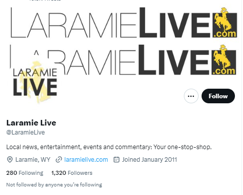Laramie Live twitter profile screenshot