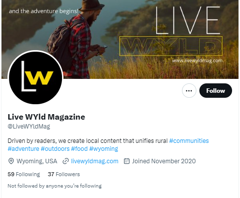 Live WYld Magazine twitter profile screenshot