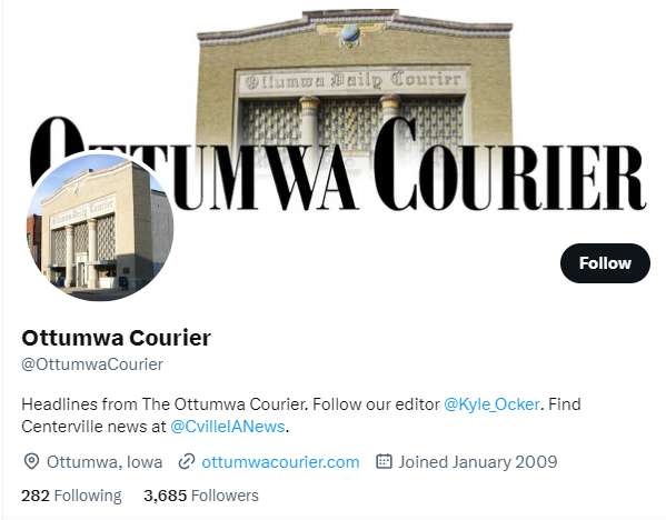Ottumwa Courier twitter profile screenshot