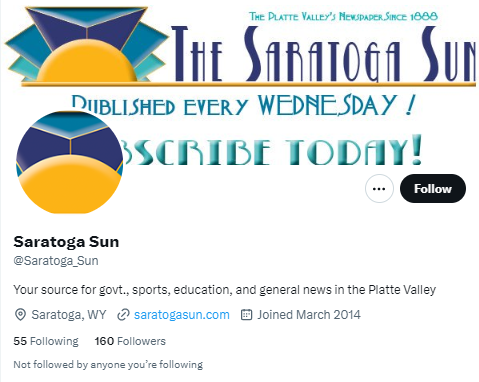 Saratoga Sun twitter profile screenshot