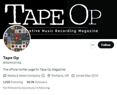 Tape Op twitter profile screenshot
