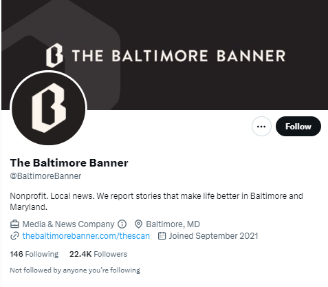 The Baltimore Banner twitter profile screenshot