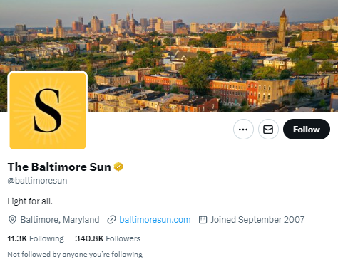 The Baltimore Sun twitter profile screenshot