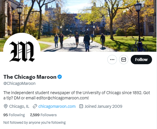 The Chicago Maroon twitter profile screenshot