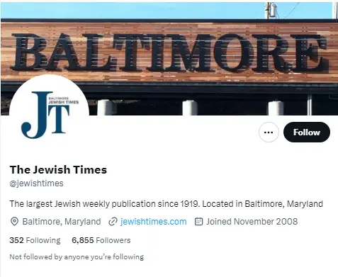 The Jewish Times twitter profile screenshot