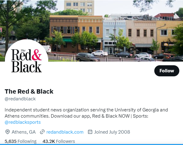 The Red & Black twitter profile screenshot