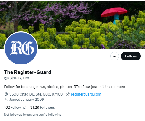 The Register-Guard twitter profile screenshot