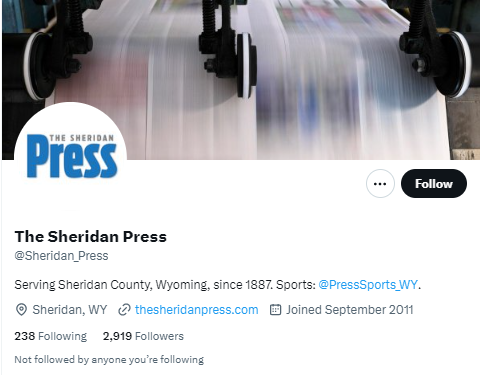 The Sheridan Press twitter profile screenshot