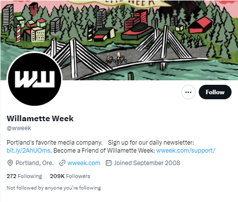 Willamette Week twitter profile screenshot