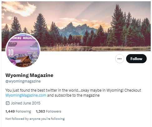 Wyoming Magazine twitter profile screenshot